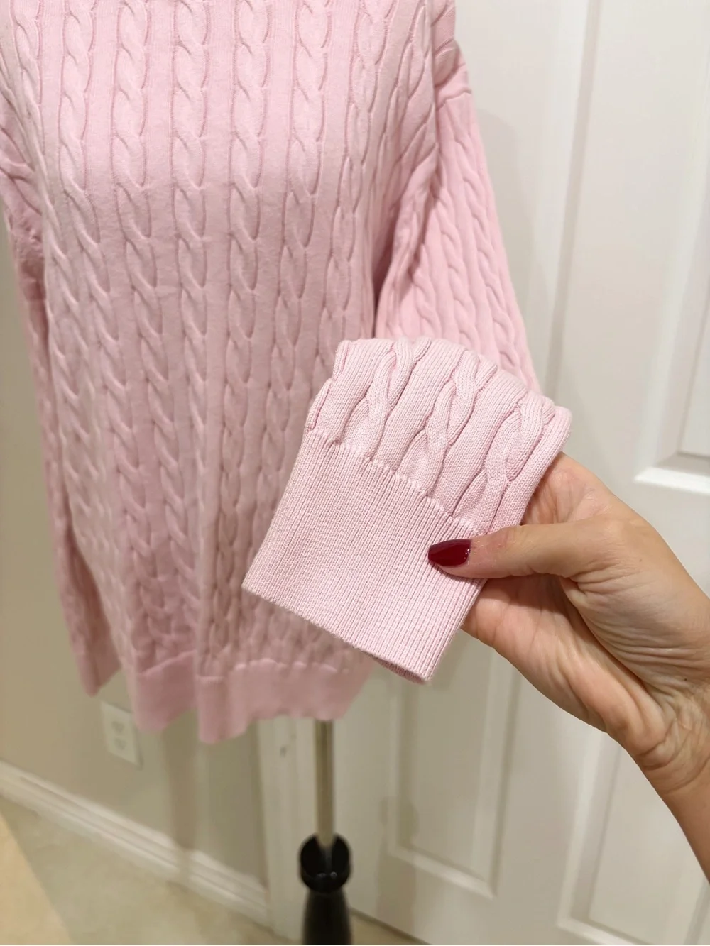 J.Crew Classic Cotton Cable Knit Baby Pink Women's Sweater Medium